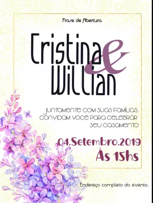 Convite de Casamento Floral Lilás para Editar Online