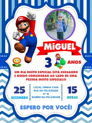 Invito di compleanno Super Mario – Statico – Pedro Henrique