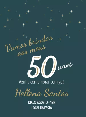 Convite de Aniversário Elegante com Estrelas para Editar Online