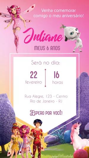 Convite Aniversário Mundo de Mia para Editar Online