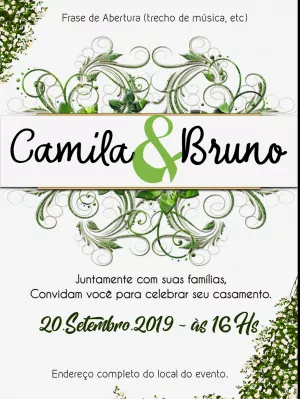 Convite de Casamento Floral Verde Editável Online