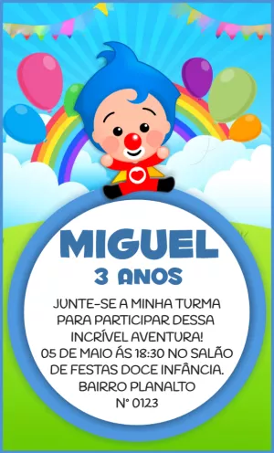 Convite Aniversário Plim Plim Herói do Coração Editável Online