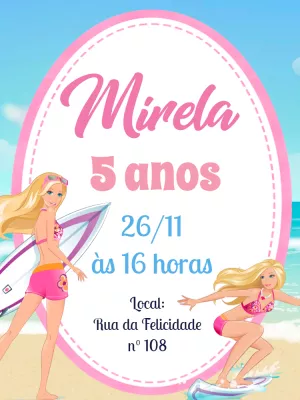 Invitación de cumpleaños Barbie – Estático – Pedro Henrique