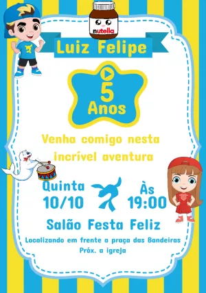 Convite de Aniversário Os Aventureiros para Editar Online