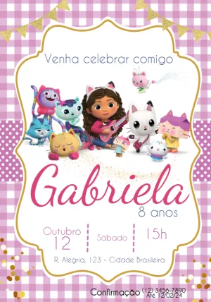 Convite de Aniversário A Casa Mágica da Gabby para Editar