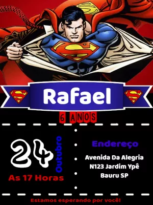 Convite de Aniversário Super Homem para Editar Online