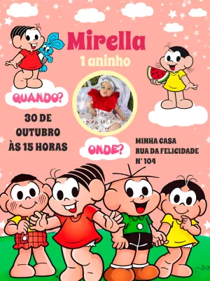 Invitation d'anniversaire Turma da Mônica – Statique – Pedro Henrique