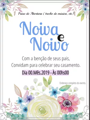 Convite de Casamento Floral Aquarela para Editar Online