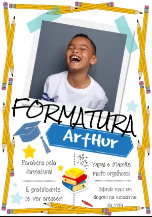 Convite de Formatura Infantil com Foto para Editar Online