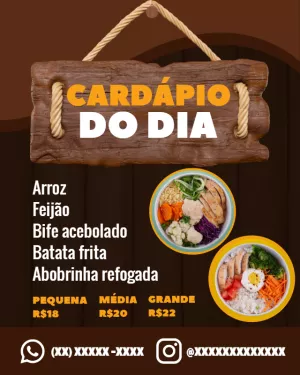 Cardápio do Dia Rústico para Marmita: Crie seu Menu Online