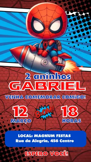 Convite de Aniversário Homem-Aranha Cute para Editar Online