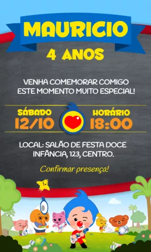 Convite Aniversário Plim Plim Editável para Personalizar Online