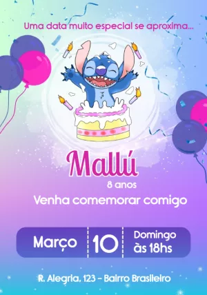 Invitación de cumpleaños Stitch – Estático – Julia B