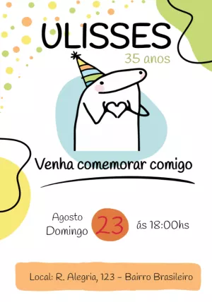 Convite de Aniversário Flork Meme Engraçado para Editar Online