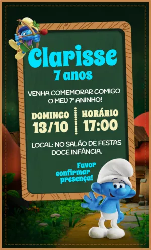Convite de Aniversário Os Smurfs para Editar Online