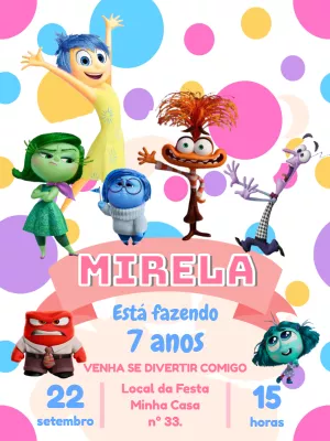 Convite de Aniversário Divertida Mente para Editar Online