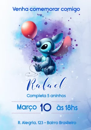 Invitación de cumpleaños Stitch – Estático – Julia B