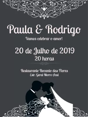 Convite de Casamento Elegante com Arabescos para Editar Online