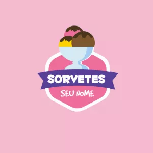 Logo para Sorveteria com Sorvete Colorido para Editar
