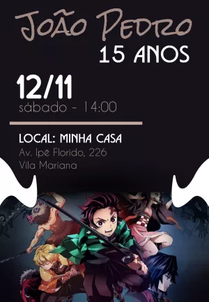 Convite de Aniversário Demon Slayer para Editar Online