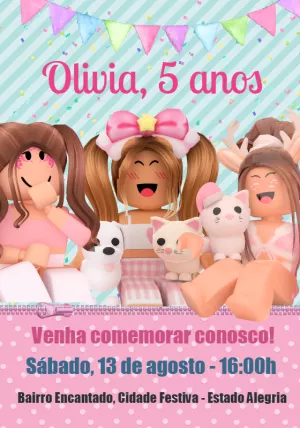 Invito di compleanno Roblox – Statico – Cindy