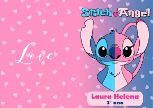 Adesivo para Caderno Stitch e Angel para Editar Online