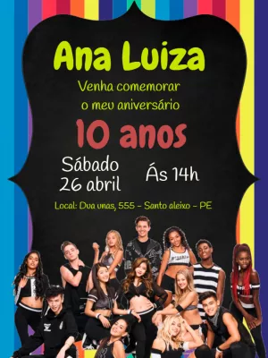 Convite de Aniversário Now United Editável Online