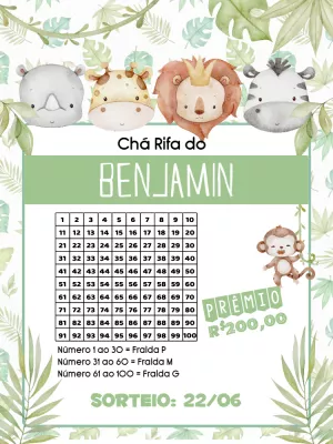 Chá Rifa Safari com Animais Fofos para Editar Online
