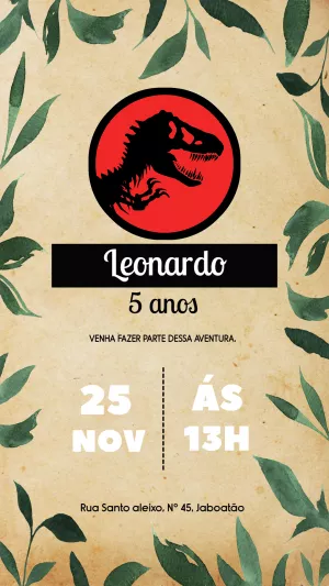 Convite de Aniversário Jurassic Park para Editar Online