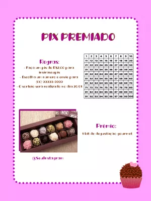 Rifa Pix Premiado com Tabela de Números para Editar Online