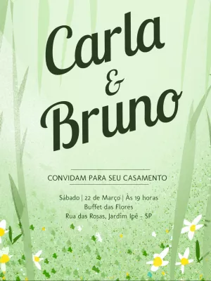 Convite de Casamento Floral Delicado para Editar Online