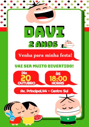 Invitation d'anniversaire Turma da Mônica – Statique – Convites Personalizados