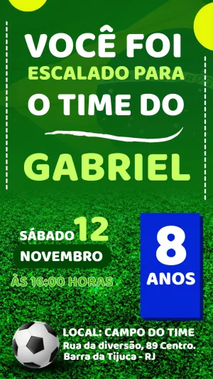 Convite de Aniversário Futebol para Editar e Enviar Online