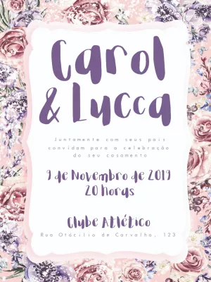 Convite de Casamento Floral Vintage para Editar Online
