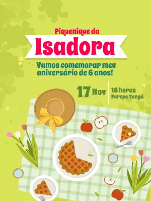 Convite de Aniversário Piquenique para Editar Online