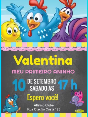 Convite Aniversário Galinha Pintadinha para Editar Online