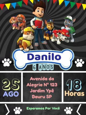 Invito di compleanno Paw Patrol – Statico – Way Lopez