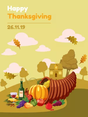 Editable Thanksgiving Post with Cornucopia to Customize Online