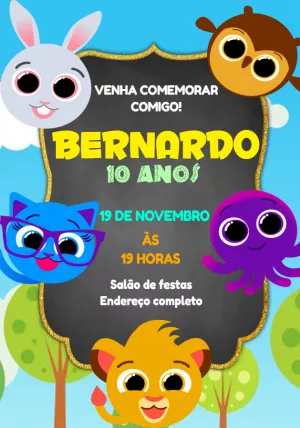 Invitación de cumpleaños Bolofofos – Estático – Montando a Sua Festa Oficial