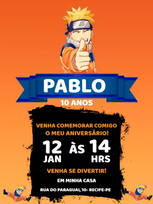 Convite de Aniversário Naruto para Editar Online