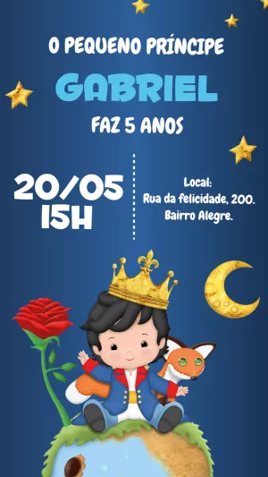 Convite Aniversário Pequeno Príncipe para Editar Online