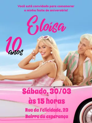 Invitación de cumpleaños Barbie – Estático – Pedro Henrique