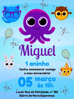 Convite de Aniversário Bolofofos para Editar Online