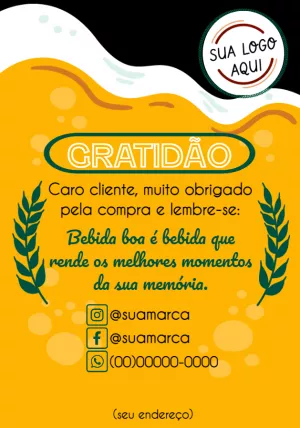 Cartão de Agradecimento Cerveja para Editar Online