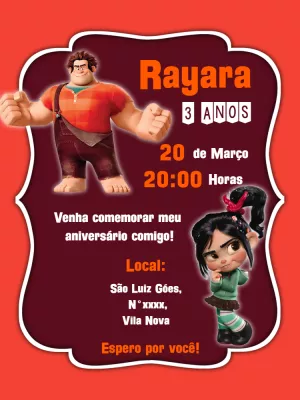Convite de Aniversário Detona Ralph para Editar Online