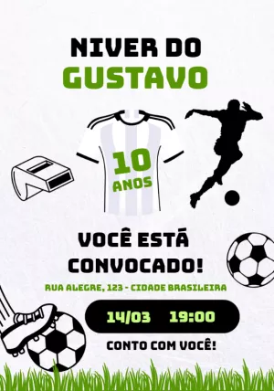 Convite de Aniversário Futebol Infantil para Editar Online