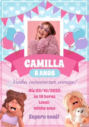 Invito di compleanno Roblox – Statico – Mariana de Paula Correa da Silva