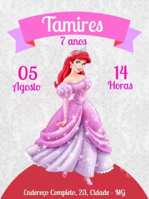 Invito di compleanno La Sirenetta – Statico – Thais Martins Brito