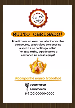 Cartão de Agradecimento Cervejaria para Editar Online