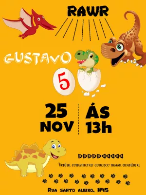 Invitación de cumpleaños Dinosaurio – Estático – Victor designer